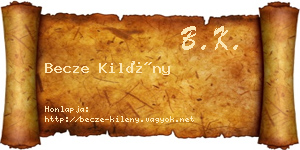 Becze Kilény névjegykártya